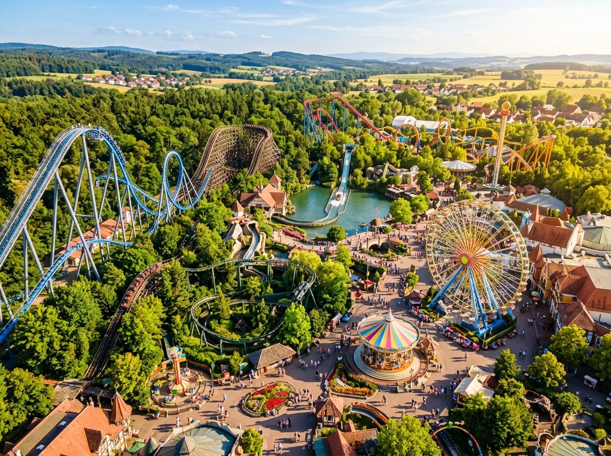Freizeitpark von oben – Abenteuer wartet