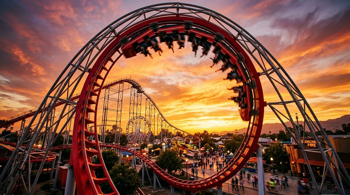 Spektakuläre Achterbahn in einem deutschen Freizeitpark